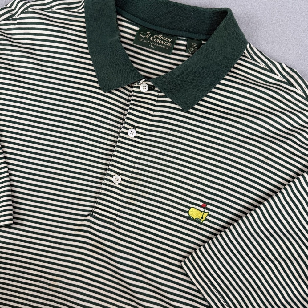 Vintage Masters Amen Corner Polo Shirt XL Green Stripe Bobby Jones Augusta Golf - Picture 2 of 13